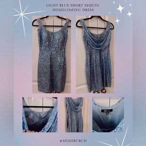 Light Blue Short Sequin Homecoming Dress (Size 1/2)
